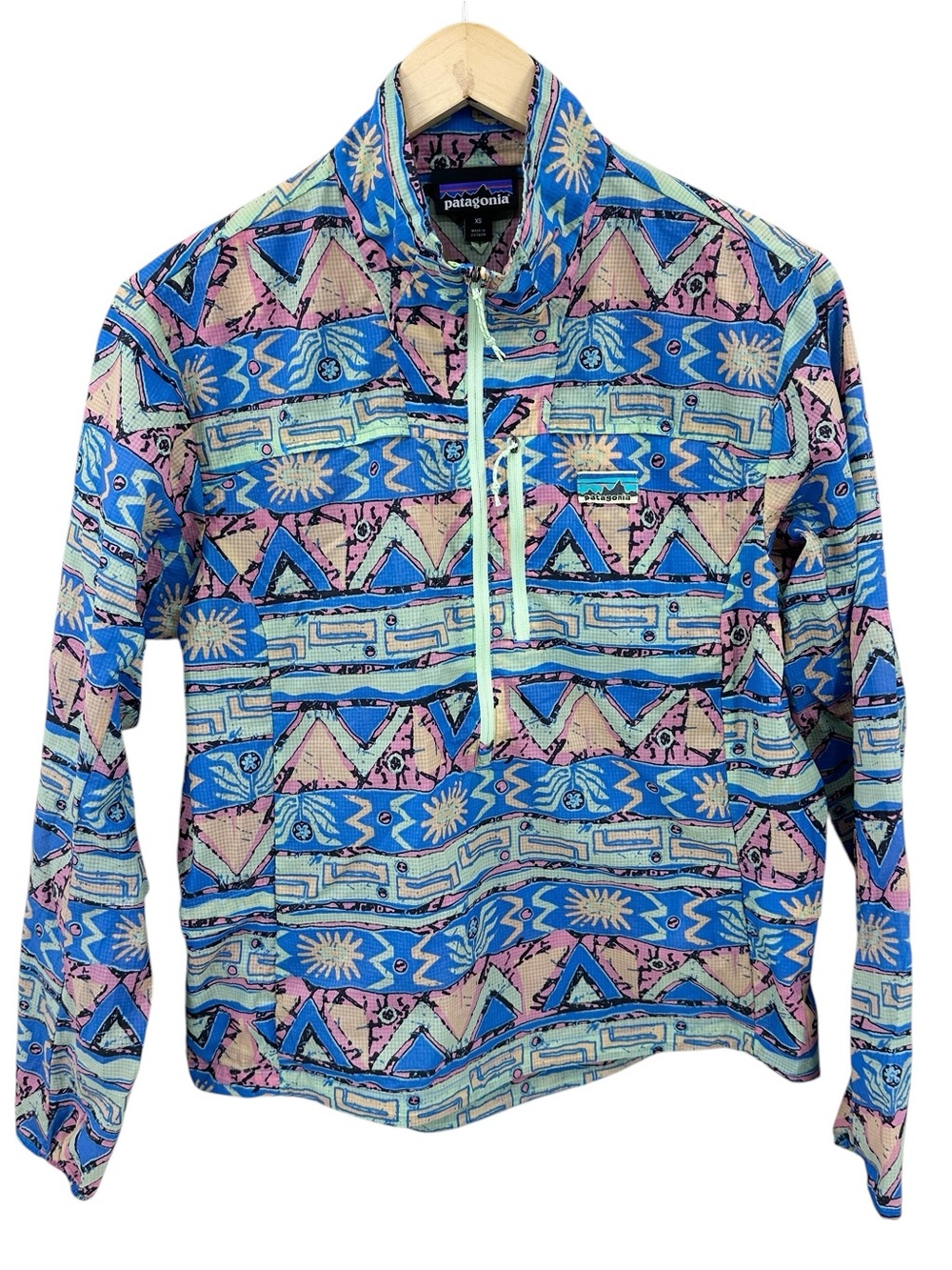 PATAGONIA Jacket Houdini Stash 1/2 Zip High Hopes Geo Lightweight